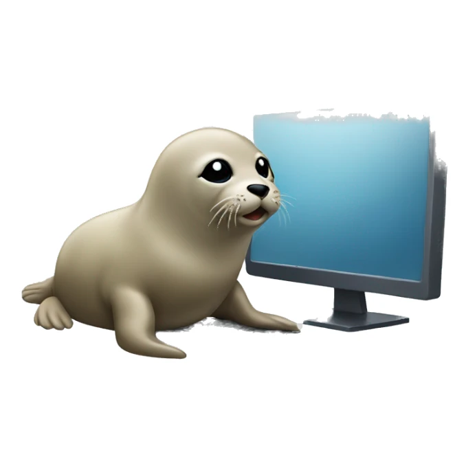 seal working on the computer sticker