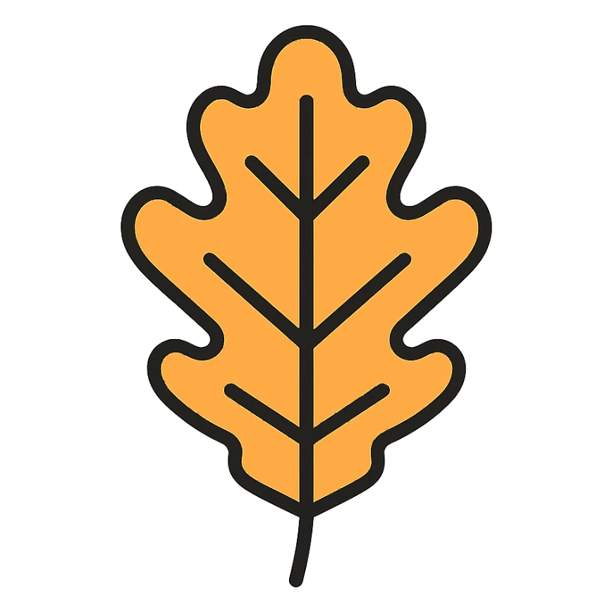 oak leaf icon, color outline style, variation 3 sticker