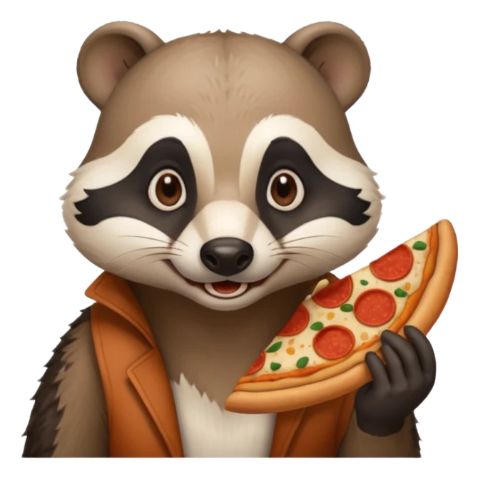 badger eating pizza  sticker