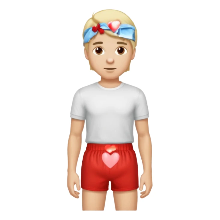 a blonde man with red hearts boxer standing sticker