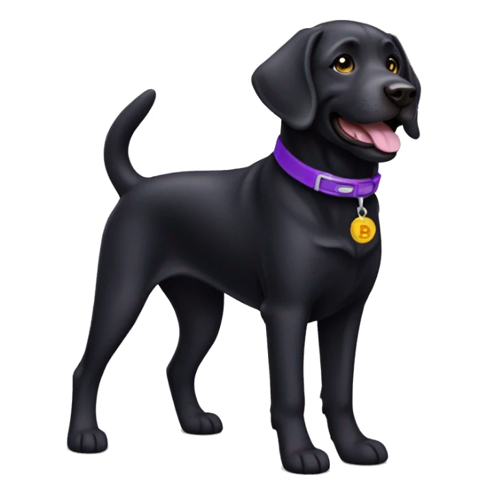 Happy Black lab with purple collar sticker