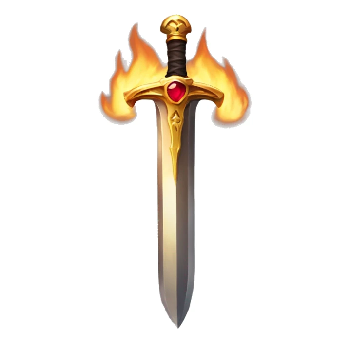 Flaming gold sword with ruby hilt  sticker