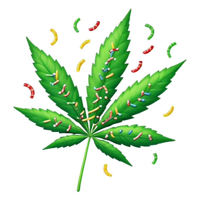 marijuana leaf with candy sprinkles falling around it sticker