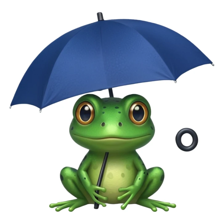 Frog hold small dark blue umbrella sticker