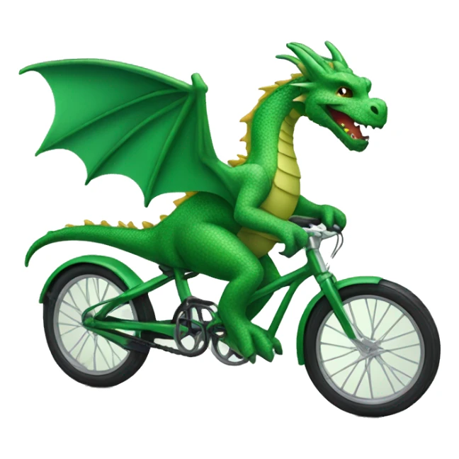 green dragon riding a bike  sticker