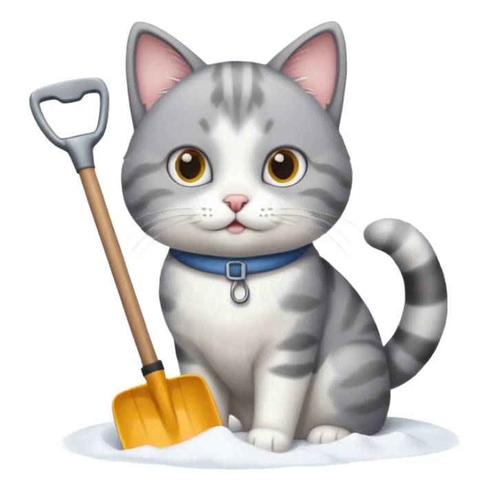 Katze arbeitet mit schneeschieber  sticker