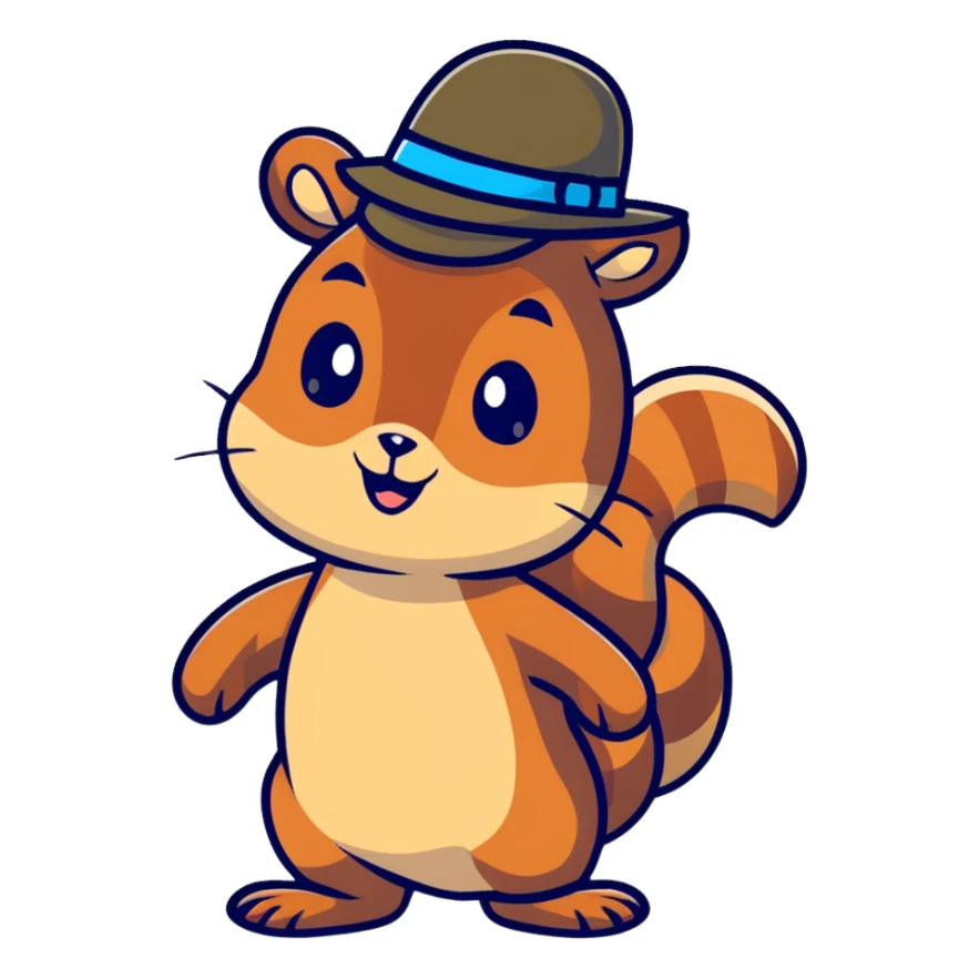 cartoon squirrel with a hat sticker