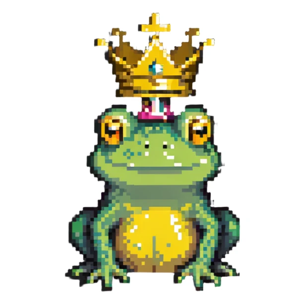 frog wearing a golden crown sticker