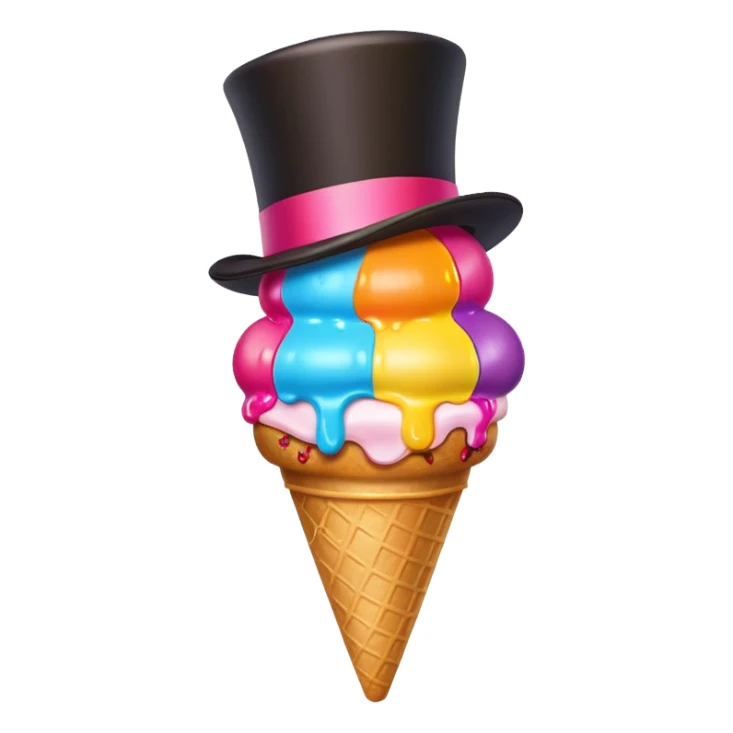 a ice cream with a top hat sticker
