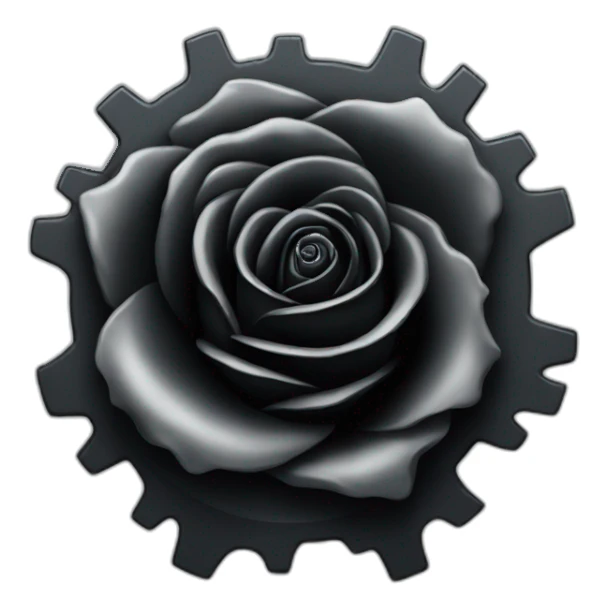 Black Rose in a mechanical gear sticker