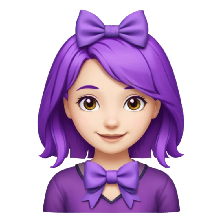 purple long haired girl with bow sticker