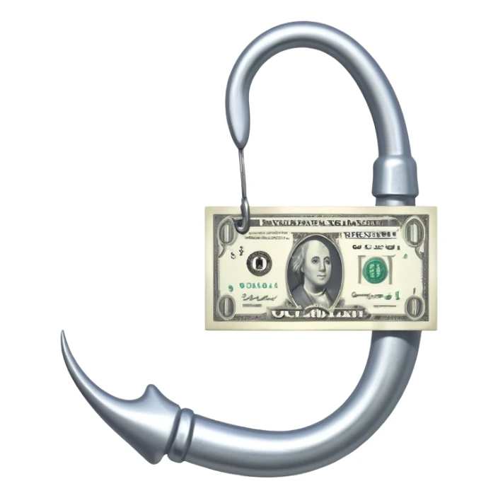 сделай крючок для удочки на который попался доллар sticker