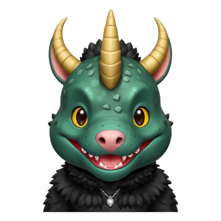 Black pitbull dressed as a triceratops black sticker