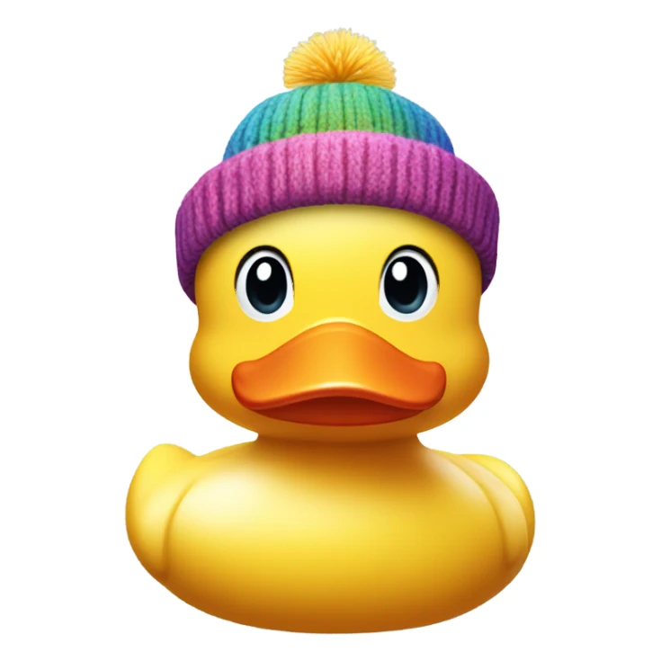 Rubber duck with a woolly hat sticker