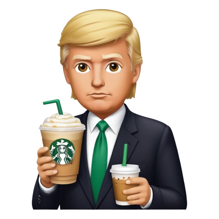 trump with stabucks drink sticker