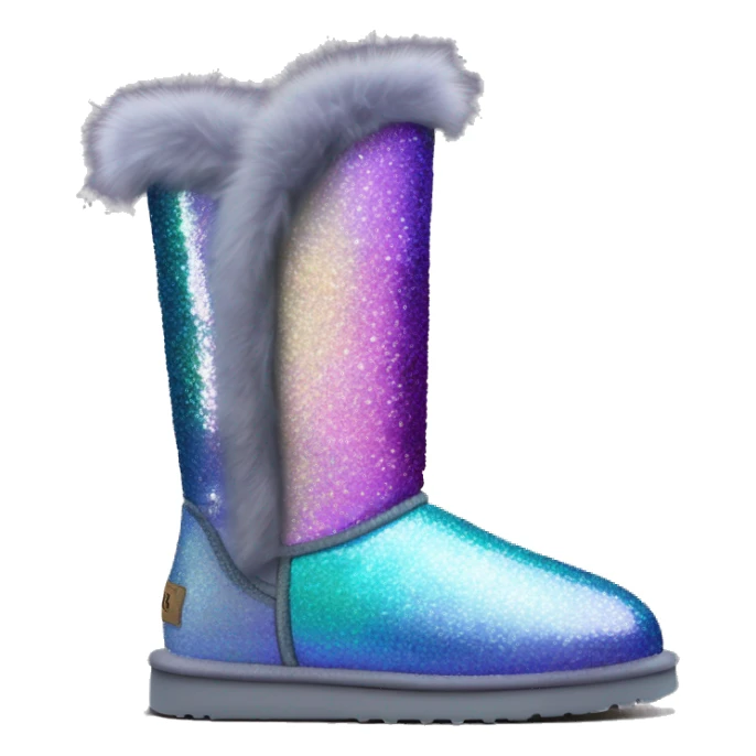 Realistic iridescent Sparkle glitter and fur Ugg boots. sticker