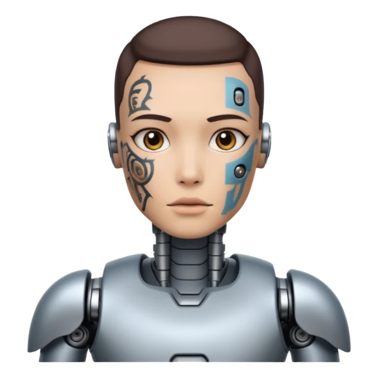 half robot with body tattoo sticker