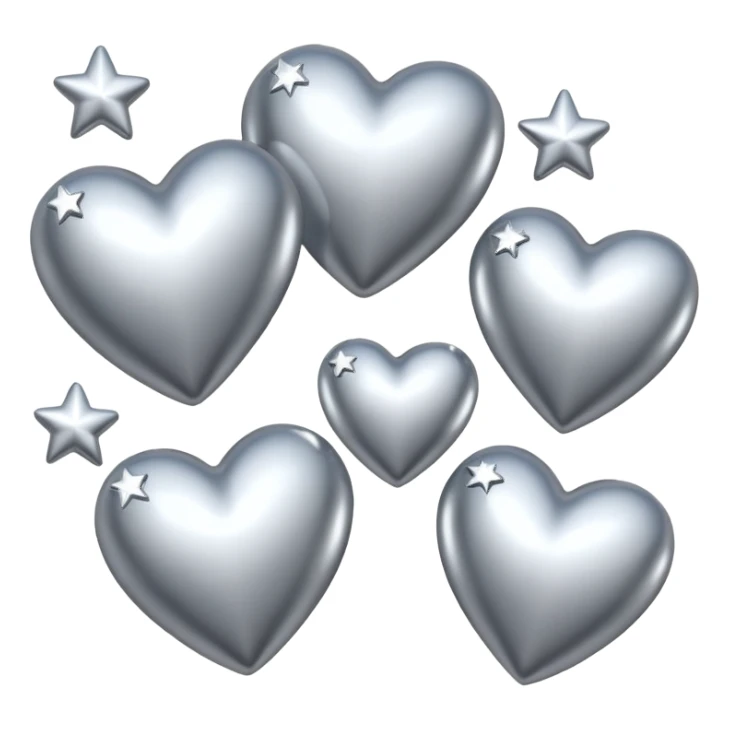 Silver hearts and stars sticker