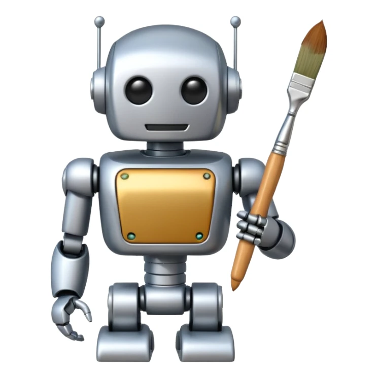 robot holding a paintbrush sticker