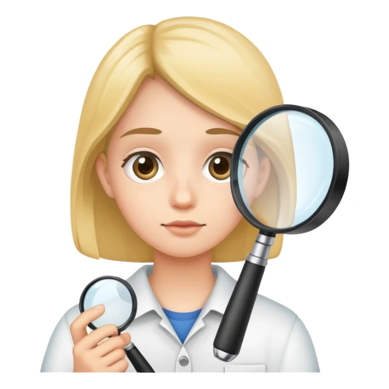 student with a magnifying glass sticker