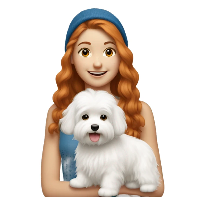 ginger girl with a coton de tulear sticker