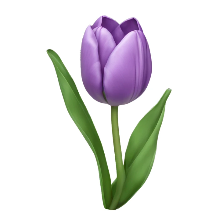 Lilac single tulip with leaves and stem sticker