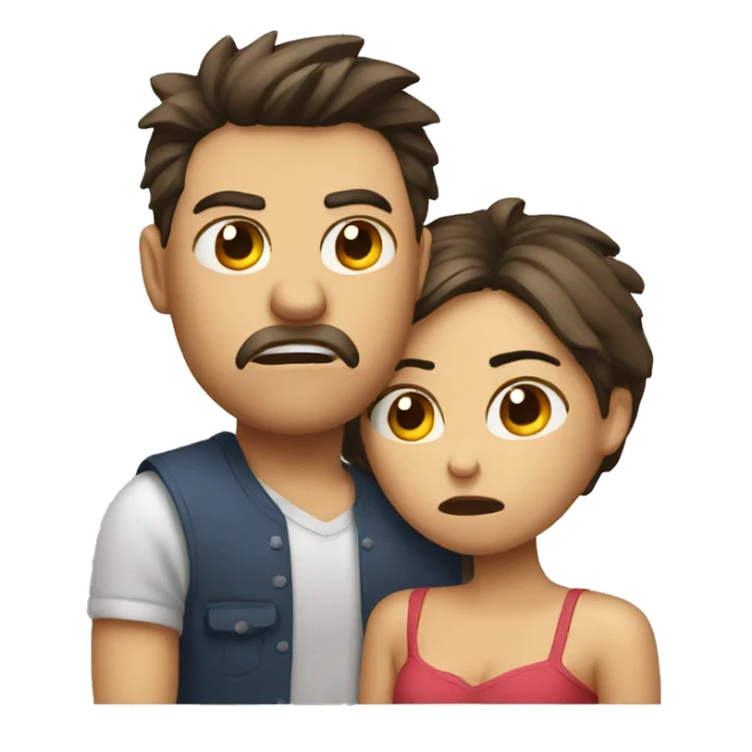 angry couple with broken heart sticker