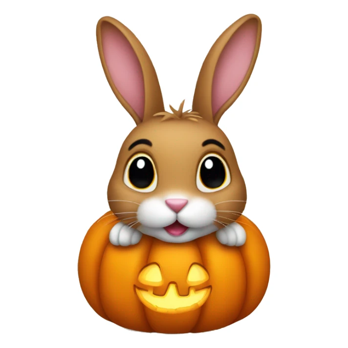 Rabbit on pumpkin sticker