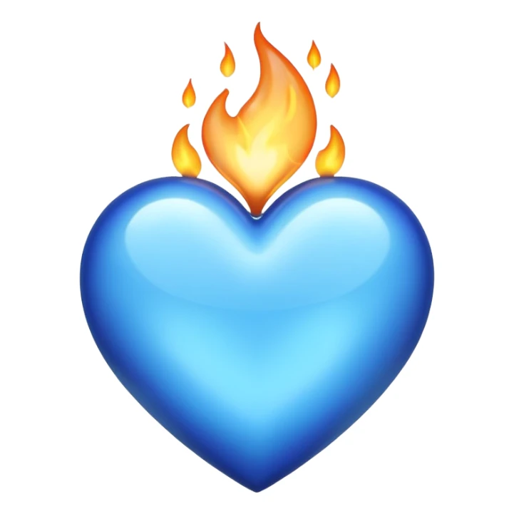Blue heart with blue flame sticker