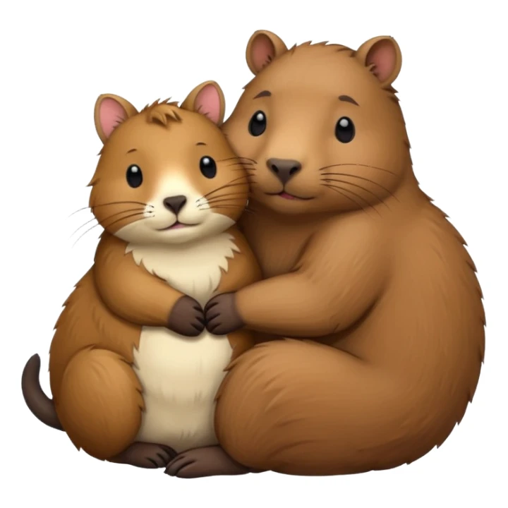 capybara and a cat cudding with each other sticker