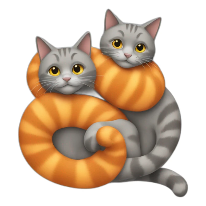 All Orange and all grey cats entangled sticker