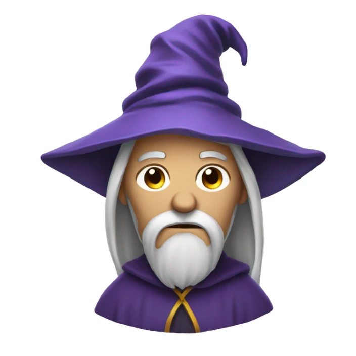 sad wizard with a big frown sticker