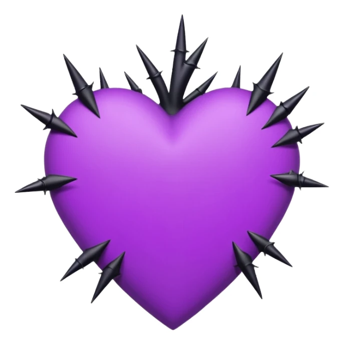 purple heart with black thorns sticker