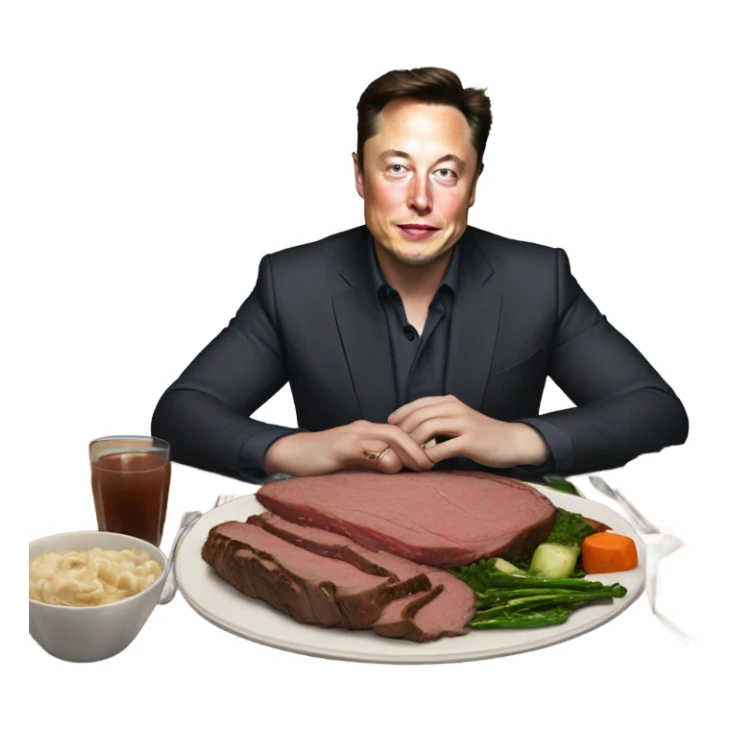 Elon musk having a roast beef dinner sticker