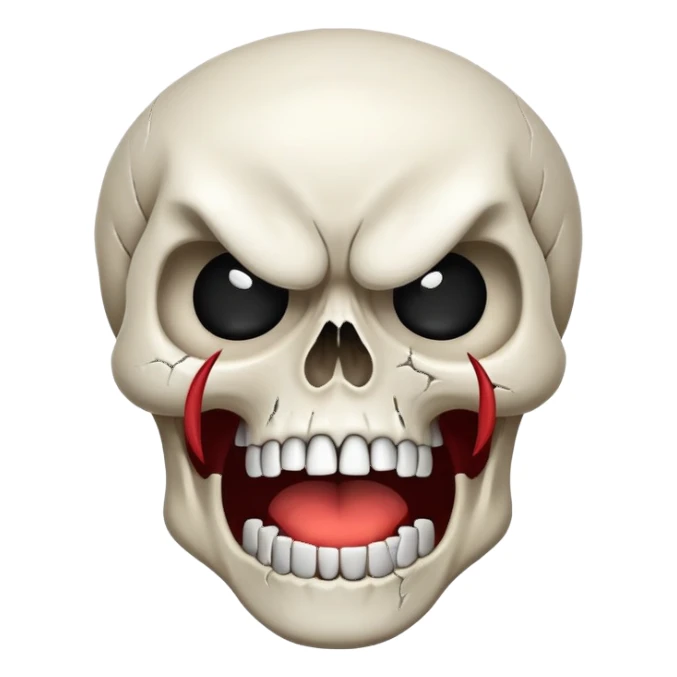 screaming crying laughing skull with angry eyebrows sticker