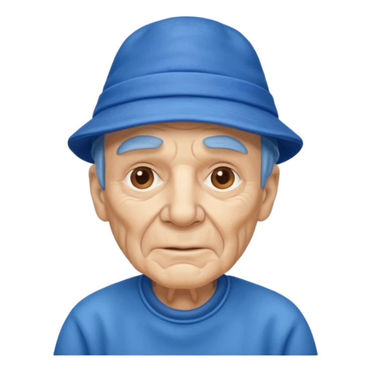 elderly man with blue hat sticker