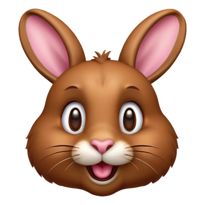 Cinematic Comical Brown Rabbit Portrait Emoji, Head tilted dramatically with an exaggeratedly amused expression, featuring a striking brown fur with lively, twitching ears and wide, expressive brown eyes filled with playful disbelief, Simplified yet hilariously expressive features, highly detailed, glowing with a slightly sassy glow, high shine, dramatic yet playful, stylized with an air of cheeky mischief, bright and endearing, soft glowing outline, capturing the essence of a spirited and over-the-top bunny, so meme-worthy it feels like it could side-eye its way into internet fame instantly! sticker