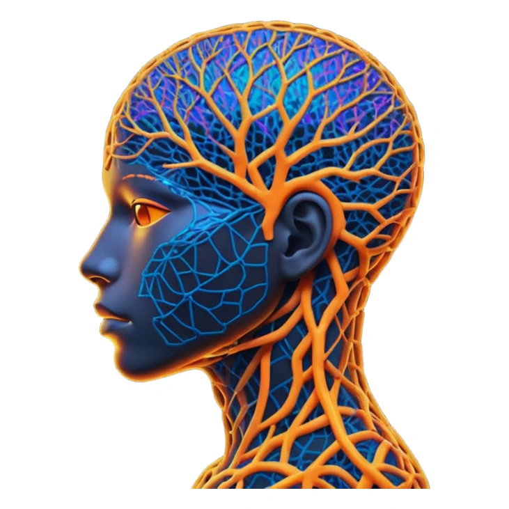 human silhouette with a neural network pattern inside the head sticker
