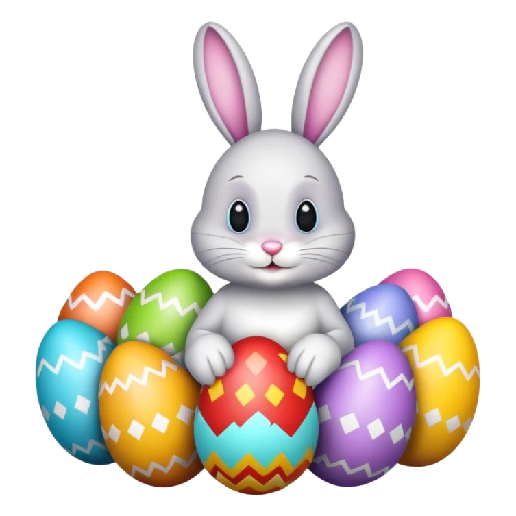 Easter eggs with Easter bunny sticker