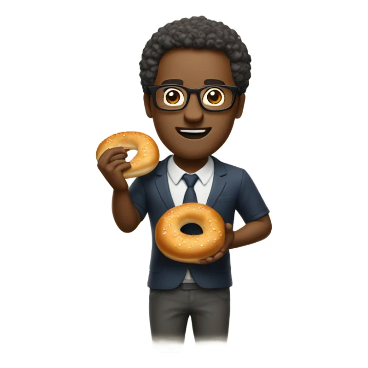 Bagel man stealing vibes with glasses sticker
