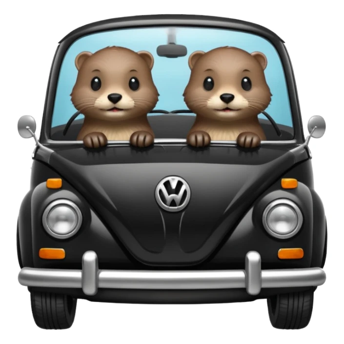 Two otters in a black Volkswagen  sticker