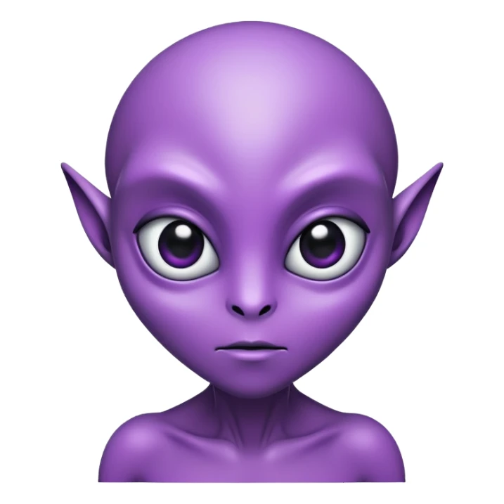 purple alien with big black eyes sticker