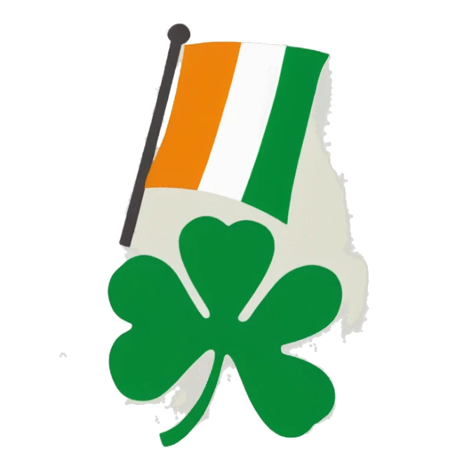 a postage stamp with the irish flag on it sticker