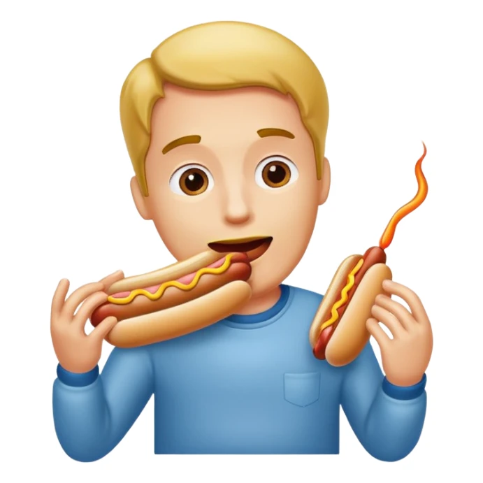 man eating a hot dog sticker