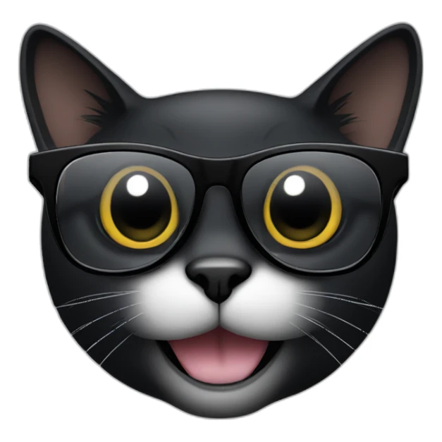 black cat whith black glasses sticker