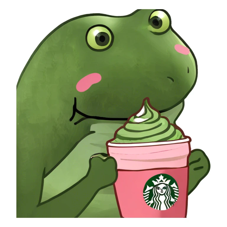 Starbucks matcha with strawberry foam sticker
