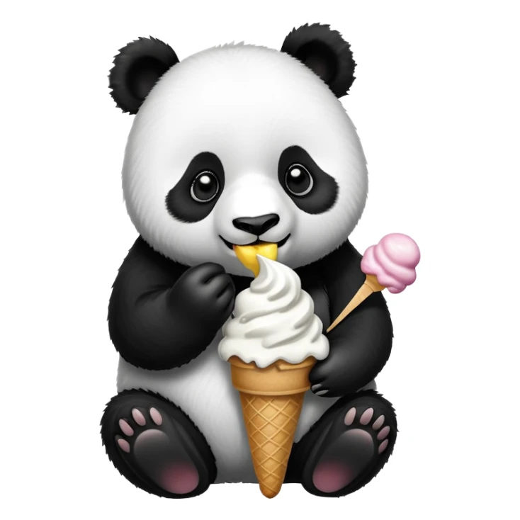 Panda eating ice cream sticker