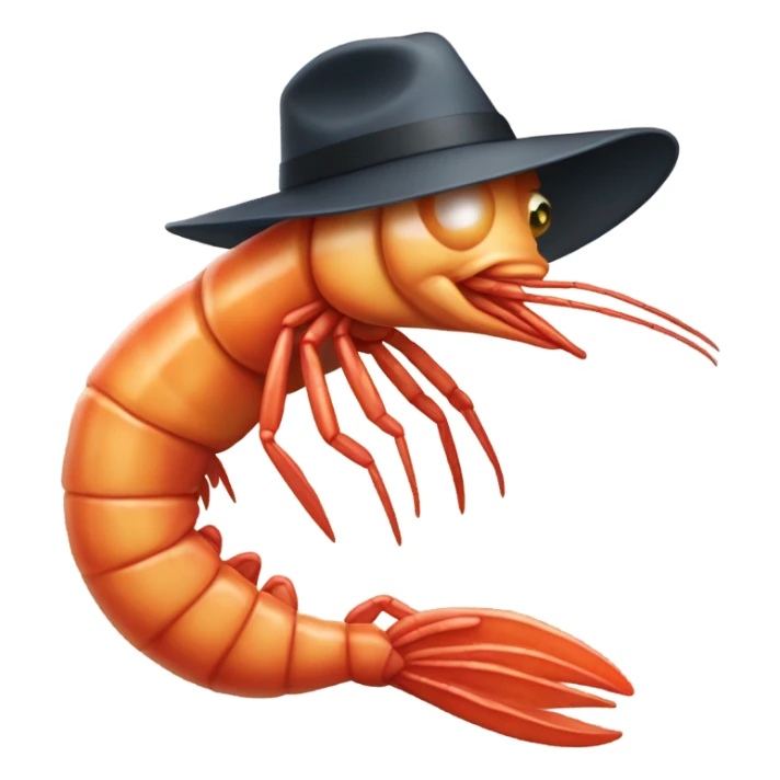 Prawn wearing a fedora sticker
