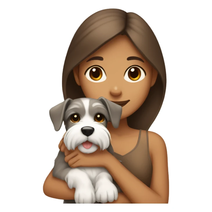 Tan girl cuddling with brown and white schnauzer sticker