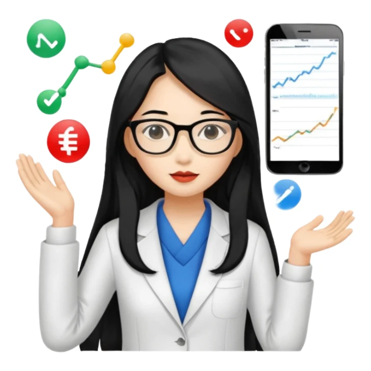 data scientist, chic dressed, asian woman, long black hair sticker